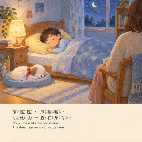 晚安睡前：男孩版・內頁 P22（A 水彩畫冊版）