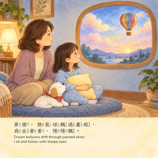晚安睡前：女孩版・內頁 P18（A 水彩畫冊版）